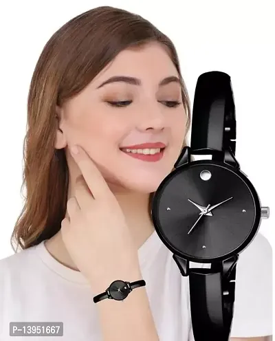 Stylish Black Stainless Steel Analog Watches For Women