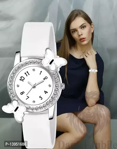 Stylish White PU Analog Watches For Women-thumb0