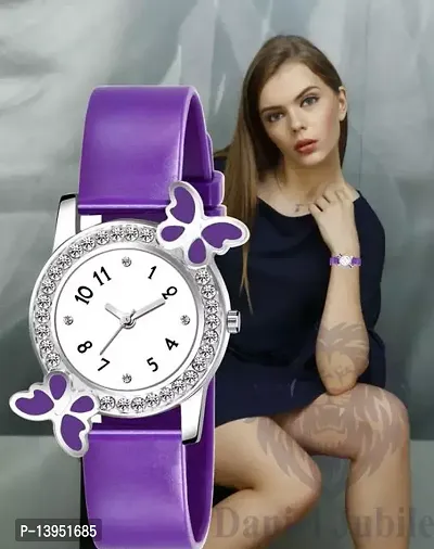 Stylish Purple PU Analog Watches For Women-thumb0