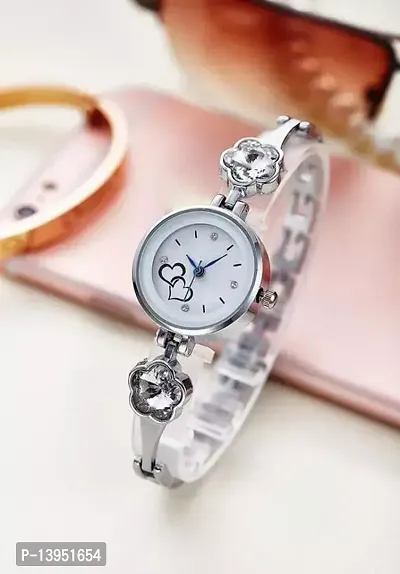 Stylish White Stainless Steel Analog Watches For Women