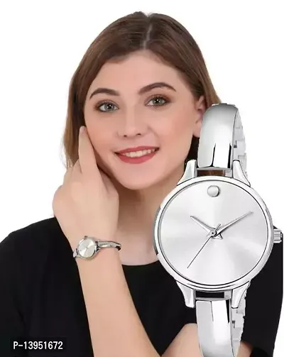 Stylish White Stainless Steel Analog Watches For Women-thumb0
