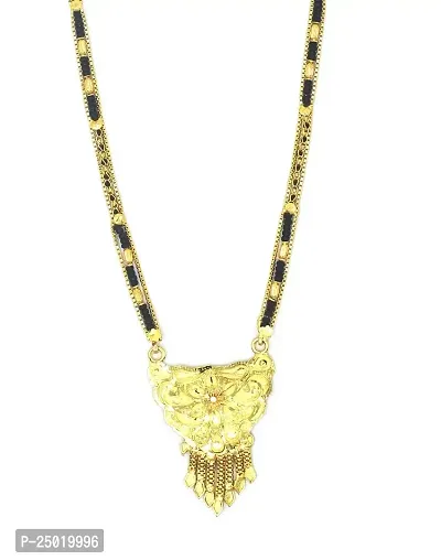 SONI DESIGNS Traditional Gold Plated Mangalsutra Pendant with 3 Line Black Beads Chain mangalsutra for Women (Traditional - ms 38)