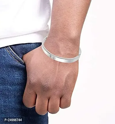 SONI DESIGNS Brass  Stainless Steel Kada Bracelet for Boys (White)-thumb4