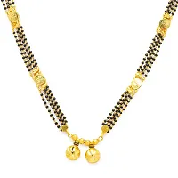 SONI DESIGNS Long Mangalsutra Designs One Gram Gold Plated Necklace Vati Pendant Laxmi Coin Tanmaniya Nallapusalu Black Beads Chain For Woman (28 Inches)-thumb3