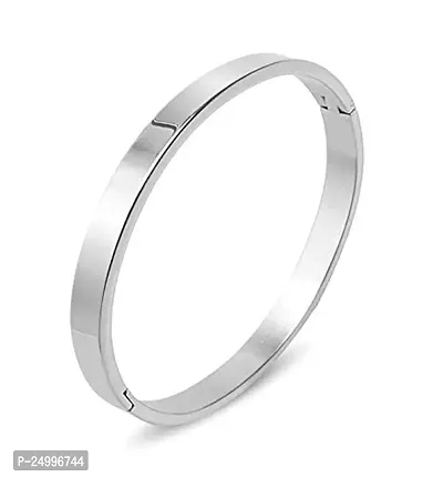 SONI DESIGNS Brass  Stainless Steel Kada Bracelet for Boys (White)-thumb0