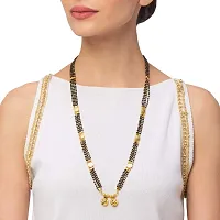 SONI DESIGNS Long Mangalsutra Designs One Gram Gold Plated Necklace Vati Pendant Laxmi Coin Tanmaniya Nallapusalu Black Beads Chain For Woman (28 Inches)-thumb2