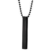 SONI DESIGNS Men's Jewellery Combo of 2 Stainless Steel 3D Cuboid Vertical Bar/Stick Locket Pendant Necklace With Adjustable Half Kada for Boys and Men-thumb1