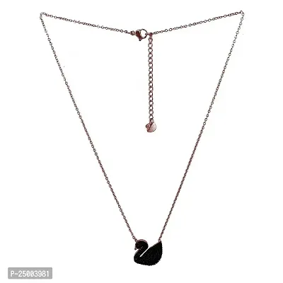 SONI DESIGNS Rose Gold Plated American Diamond Black Duck Necklace Golden Chain for Women and Girls