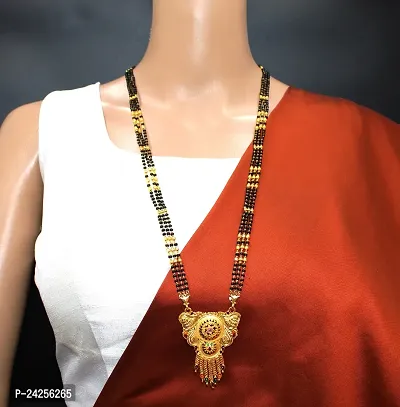 Mangalsutra for women mangalsutra jewellery's latest new design golden stylish traditional set one Gram Gold Meenakari Long Mangalsutra Tanmaniya nallapusalu Black Beads Mangal For Women Latest Design-thumb0
