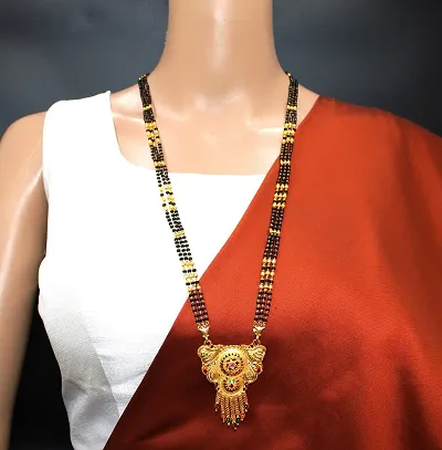 Mangalsutra for women mangalsutra jewellery's latest new design golden stylish traditional set one Gram Gold Meenakari Long Mangalsutra Tanmaniya nallapusalu Black Beads Mangal For Women Latest Design