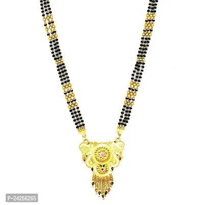 Mangalsutra for women mangalsutra jewellery's latest new design golden stylish traditional set one Gram Gold Meenakari Long Mangalsutra Tanmaniya nallapusalu Black Beads Mangal For Women Latest Design-thumb2