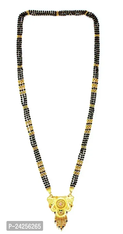 Mangalsutra for women mangalsutra jewellery's latest new design golden stylish traditional set one Gram Gold Meenakari Long Mangalsutra Tanmaniya nallapusalu Black Beads Mangal For Women Latest Design-thumb3