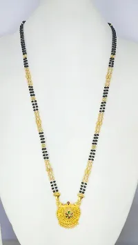 Traditional Ethnic One Gram Gold Plated 24 Inch Long Black Beads Latest Stylish Designer Pendant Golden Mangalsutra for Women-thumb4