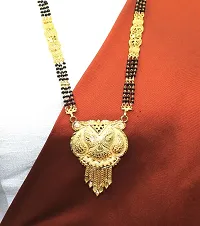 Traditional Ethnic One Gram Gold Plated 28 Inch Long Black Beads Latest Stylish Designer Pendant Golden Mangalsutra for Women-thumb2