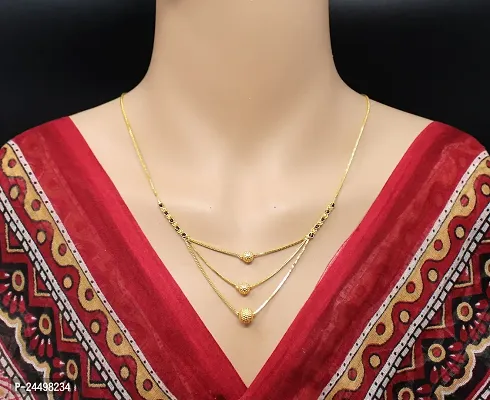 Soni Designs Gold Plated 18-inch short Mangalsutra for Women-thumb0
