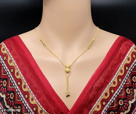 Soni Designs Gold Plated 18-inch short Mangalsutra for Women-thumb0