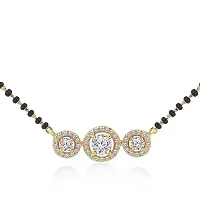 SONI jewellery american diamond traditional short Gold mangalsutra for women Alloy Mangalsutra-thumb3