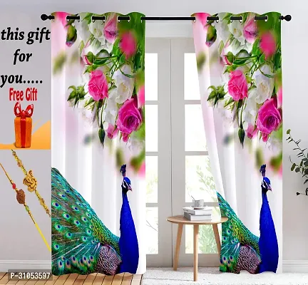 Stylish Multicoloured Cotton Door Curtain With Free Rakhi-thumb0