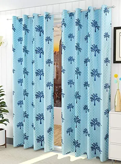 Akin Eyelet Tree Panel Polyester Curtains - Set of 2