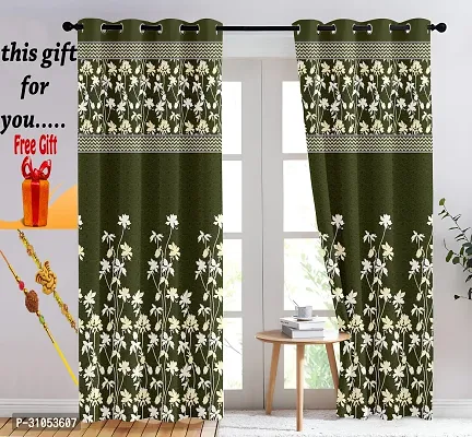 Stylish Multicoloured Cotton Door Curtain With Free Rakhi-thumb0