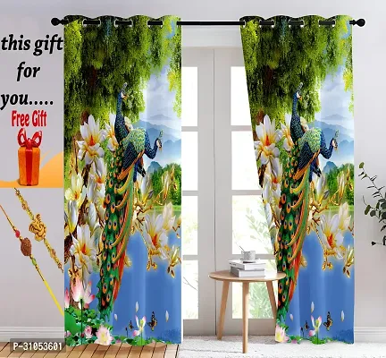 Stylish Multicoloured Cotton Door Curtain With Free Rakhi-thumb0