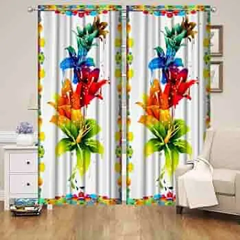 StashBerg Attractive Beautiful 3D Digital Printed Polyester Fabric Curtain for Bed Room, Kids Room, Living Room,Window Pack of 2 Pieces