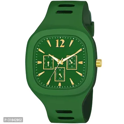 Stylish Green Rubber Analog Watches For Men-thumb0