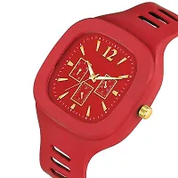 Stylish Red Rubber Analog Watches For Men-thumb1