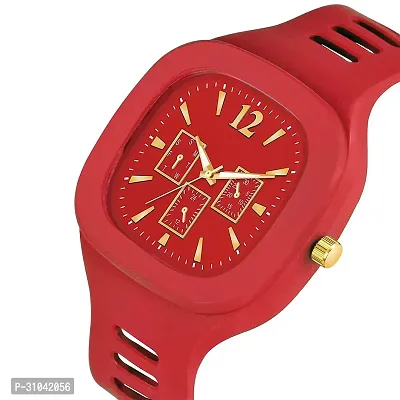 Stylish Red Rubber Analog Watches For Men-thumb2