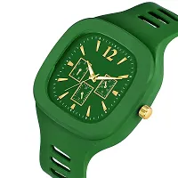 Stylish Green Rubber Analog Watches For Men-thumb1