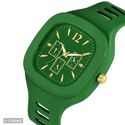 Stylish Green Rubber Analog Watches For Men-thumb2