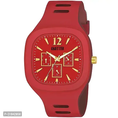 Stylish Red Rubber Analog Watches For Men