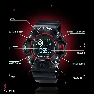 Stylish Black Rubber Digital Watches For Men-thumb3