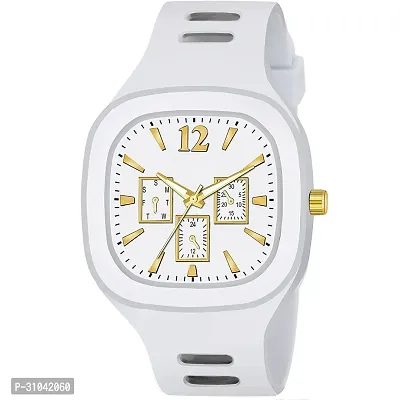 Stylish White Rubber Analog Watches For Men-thumb0