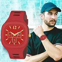 Stylish Red Rubber Analog Watches For Men-thumb2