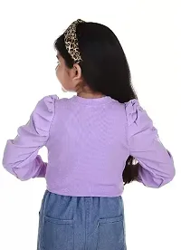 Stylish Purple Cotton Printed Casual Top For Girls-thumb1