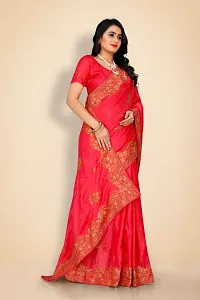 Sana Silk With Heavy Embroidery Work Saree With one side Jacquard lace With blouse piece-thumb1