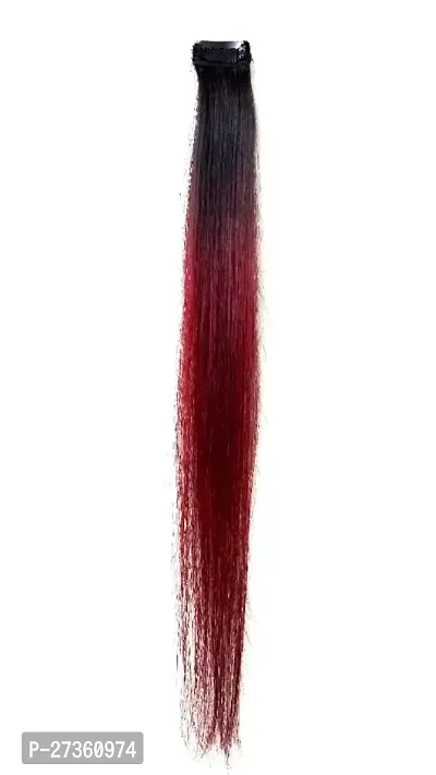 New Ombre Burgundy Single Clip-In Human Streaks Hair Extension-thumb0