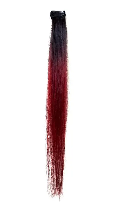 New Ombre Burgundy Single Clip-In Human Streaks Hair Extension