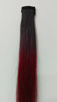 New Ombre Burgundy Single Clip-In Human Streaks Hair Extension-thumb2