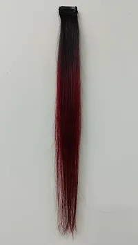 New Ombre Burgundy Single Clip-In Human Streaks Hair Extension-thumb3