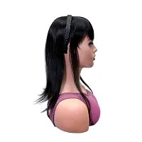 Human Hair Crown Topper Hair Extension with Headband  front Fringe for Women-thumb1