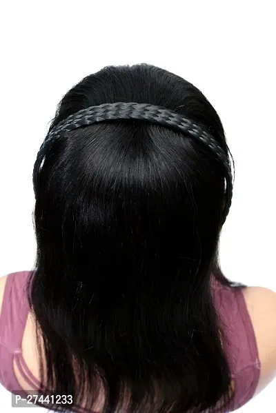 Human Hair Crown Topper Hair Extension with Headband  front Fringe for Women-thumb5