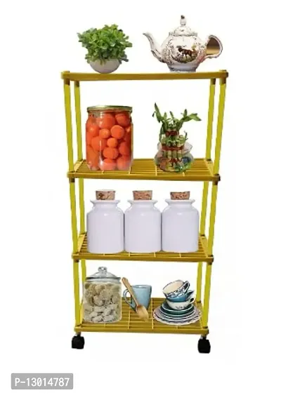 4L Standing Kitchen Rack with Yellow Pipe & Wheel (Yellow)-thumb0