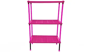 RMA Handicrafts 3 Layer Classic Pink Kitchen Rack with Pipe Also Leg-thumb2