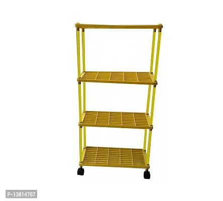 4L Standing Kitchen Rack with Yellow Pipe & Wheel (Yellow)-thumb2