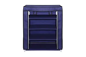 RMA HANDICRAFTS Shoe Rack with Cover 4 Layer (Blue)-thumb1