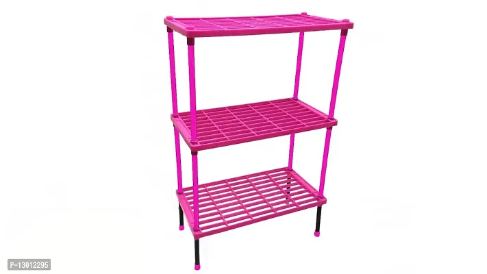 RMA Handicrafts 3 Layer Classic Pink Kitchen Rack with Pipe Also Leg-thumb2