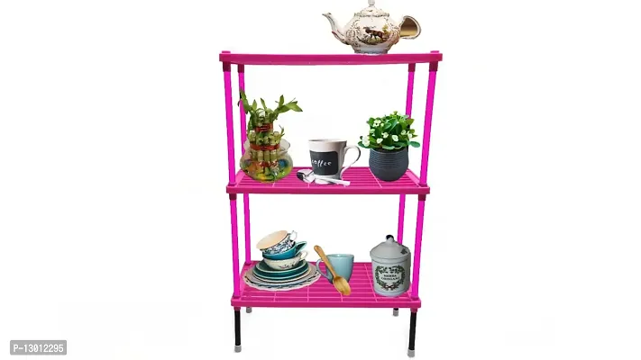 RMA Handicrafts 3 Layer Classic Pink Kitchen Rack with Pipe Also Leg-thumb0