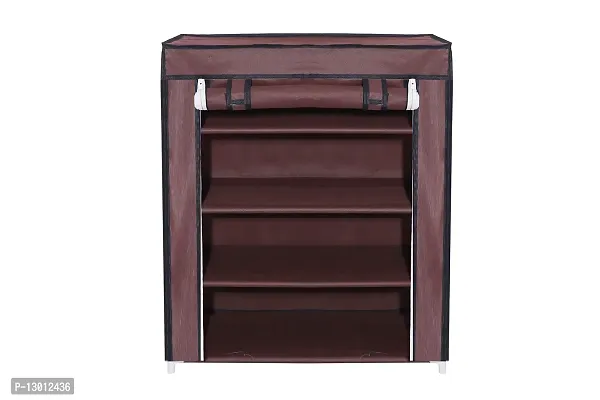 RMA HANDICRAFTS Shoe Rack with Cover 4 Layer (Brown)-thumb2